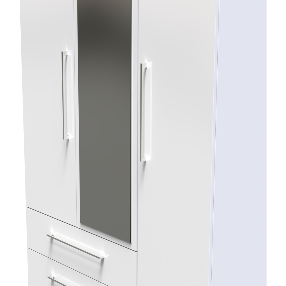 Crowndale Worcester 3 Door 2 Drawer White Gloss Mirrored Wardrobe Ready Assembled Image 6