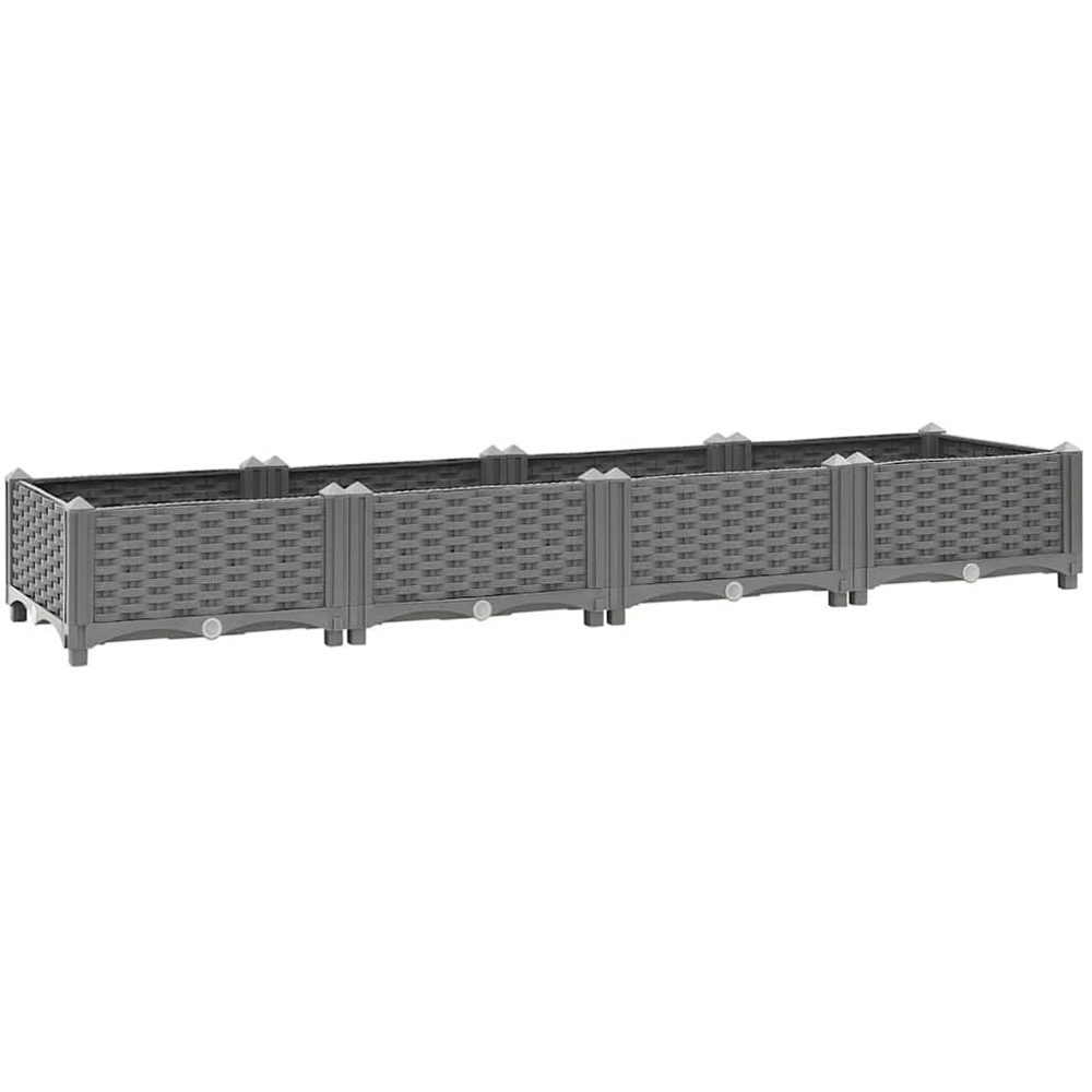 vidaXL Grey Polypropylene Rectangular Raised Garden Bed 160 x 40 x 23cm Image 1