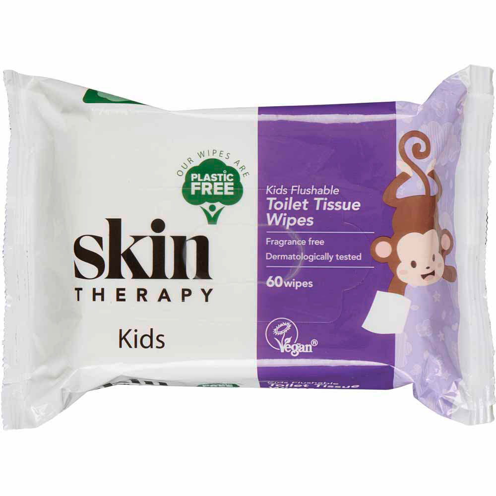 Skin Therapy Kids Flushable Toilet Tissue Wipes 60 Pack Image 1