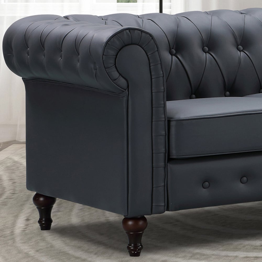 Richland 2 Seater Grey Leather Sofa Image 2