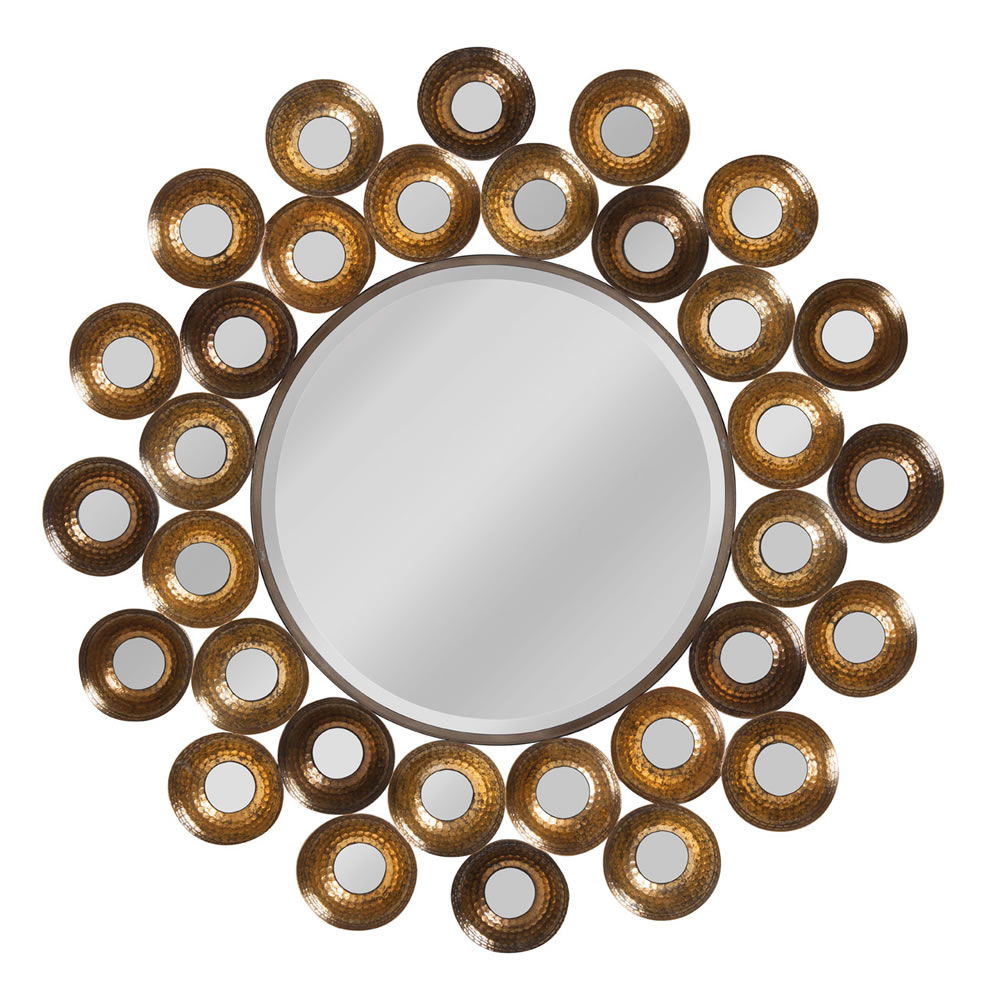 Tribeca 85 x 85cm Distressed Gold Finish Wall Mirror Image