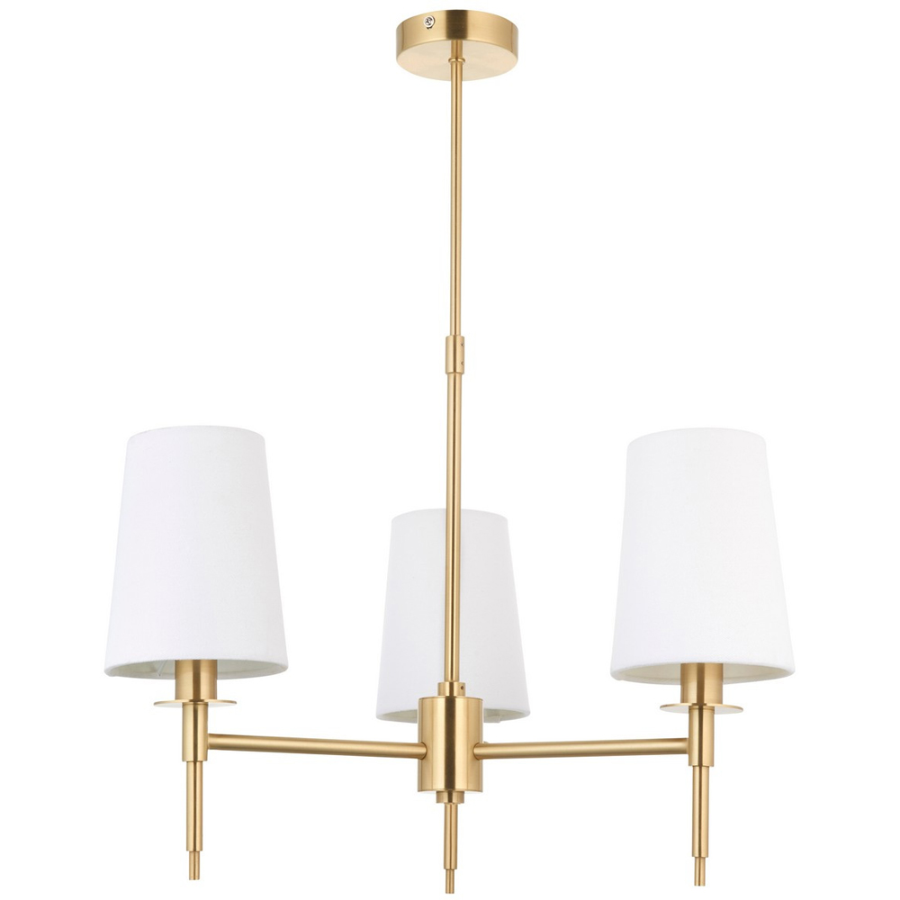 Merano Florence Multi Arm White and Satin Brass 3 Light Pendant Ceiling Lamp Image 1