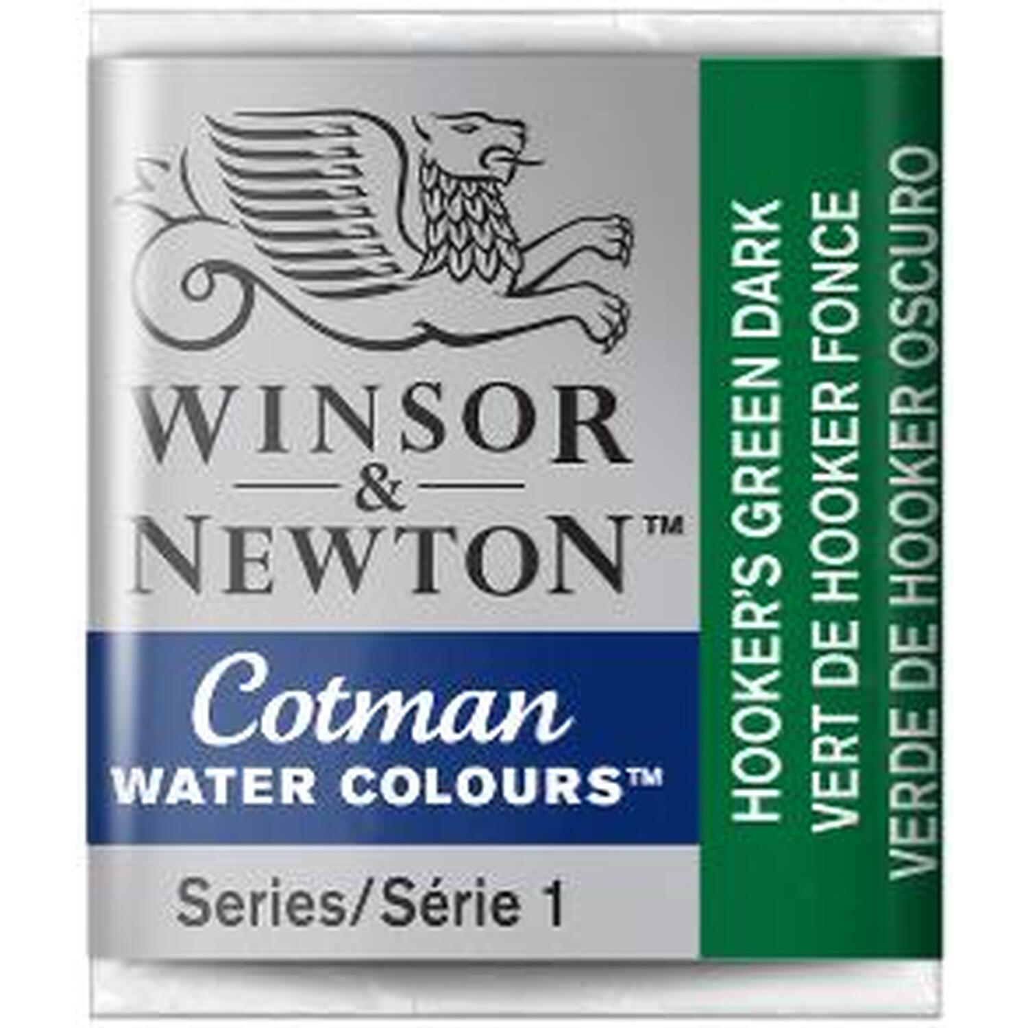 Winsor and Newton Cotman Watercolour Half Pan Paint - Hooker's Green Dark Image