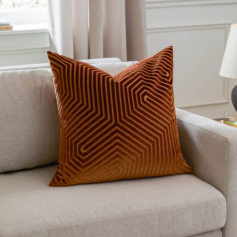 Paoletti Evoke Brick Cut Velvet Cushion 55 x 55cm Image 2