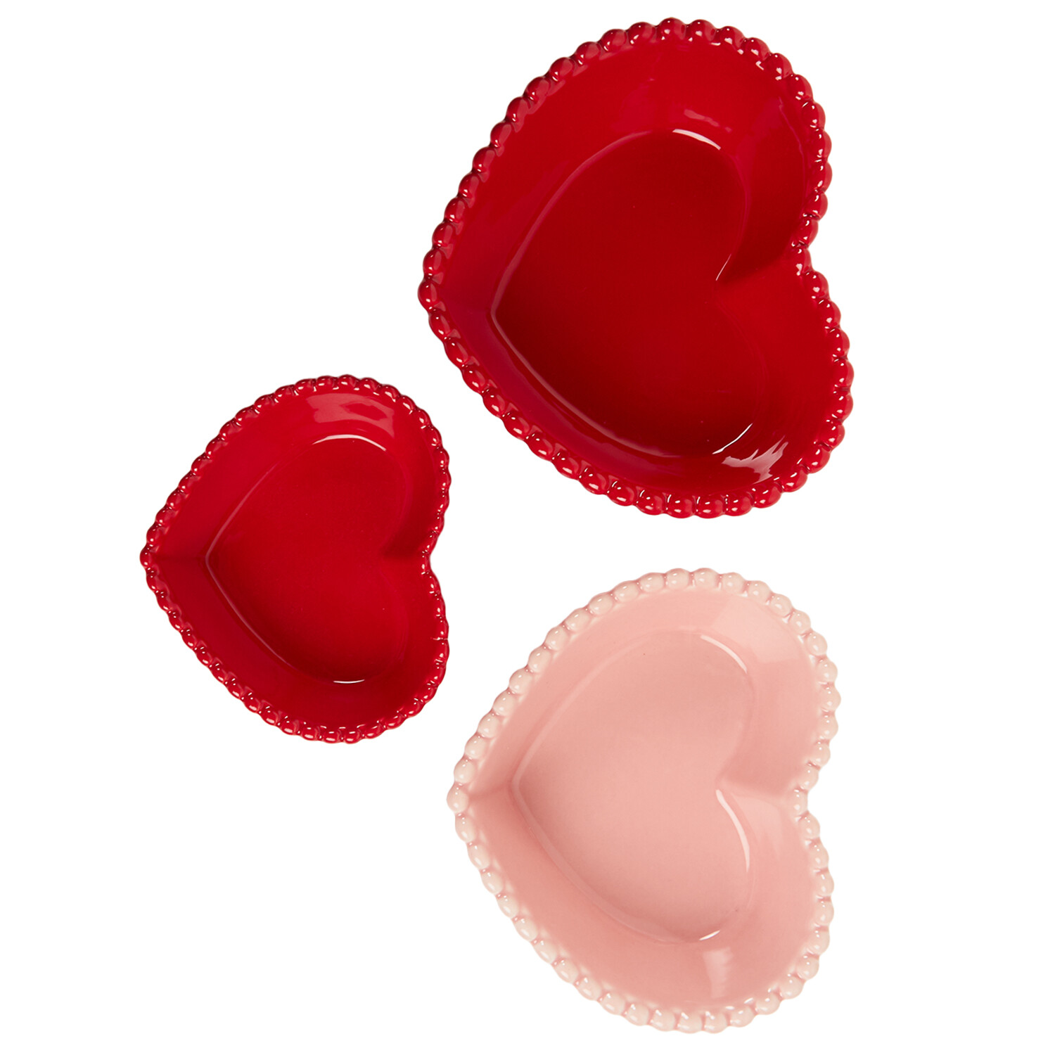 Set of 3 Heart Bowls - Red and Pink Image 1