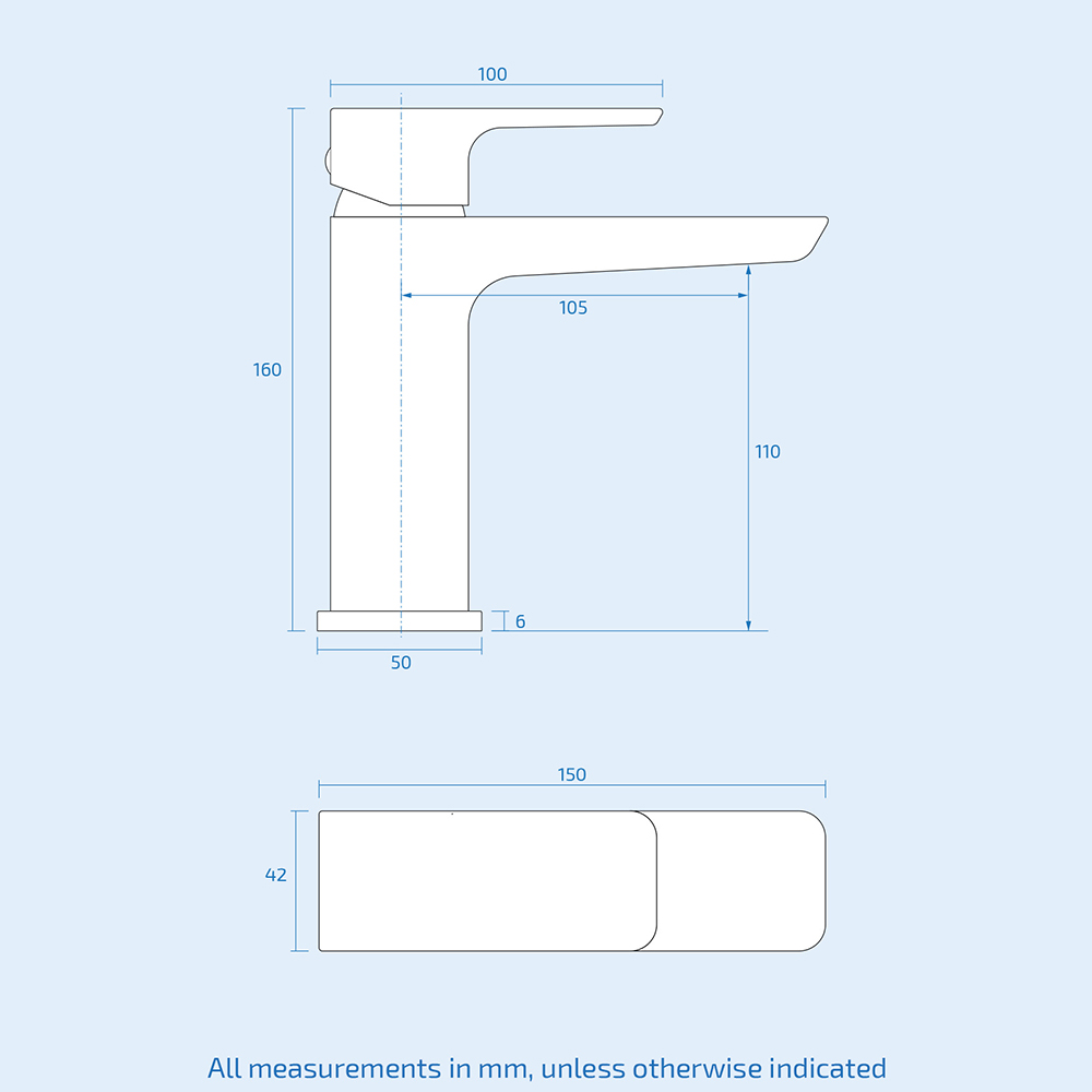 Nes Home Astra Chrome Modern Basin Mono Mixer Single Lever Tap with Waste Image 3