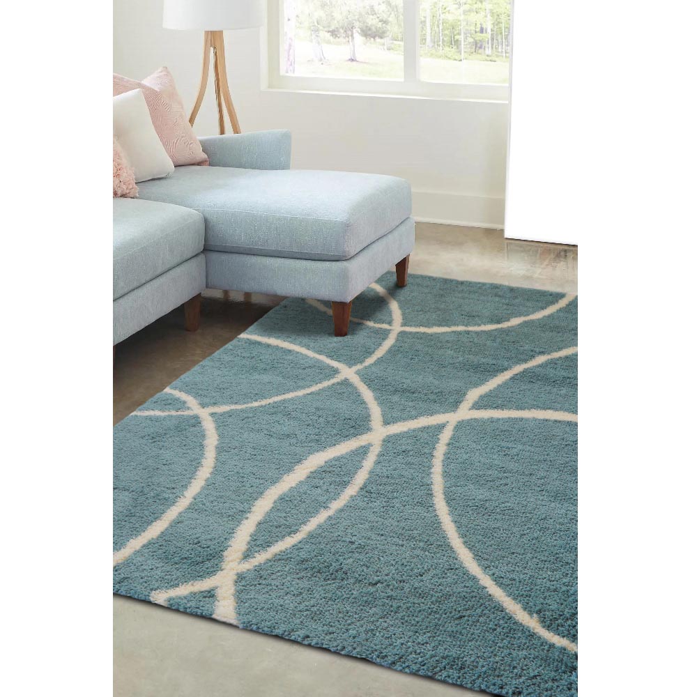 Homemaker Blue and Ivory Bubbles Snug Shaggy Rug 160 x 230cm Image 4