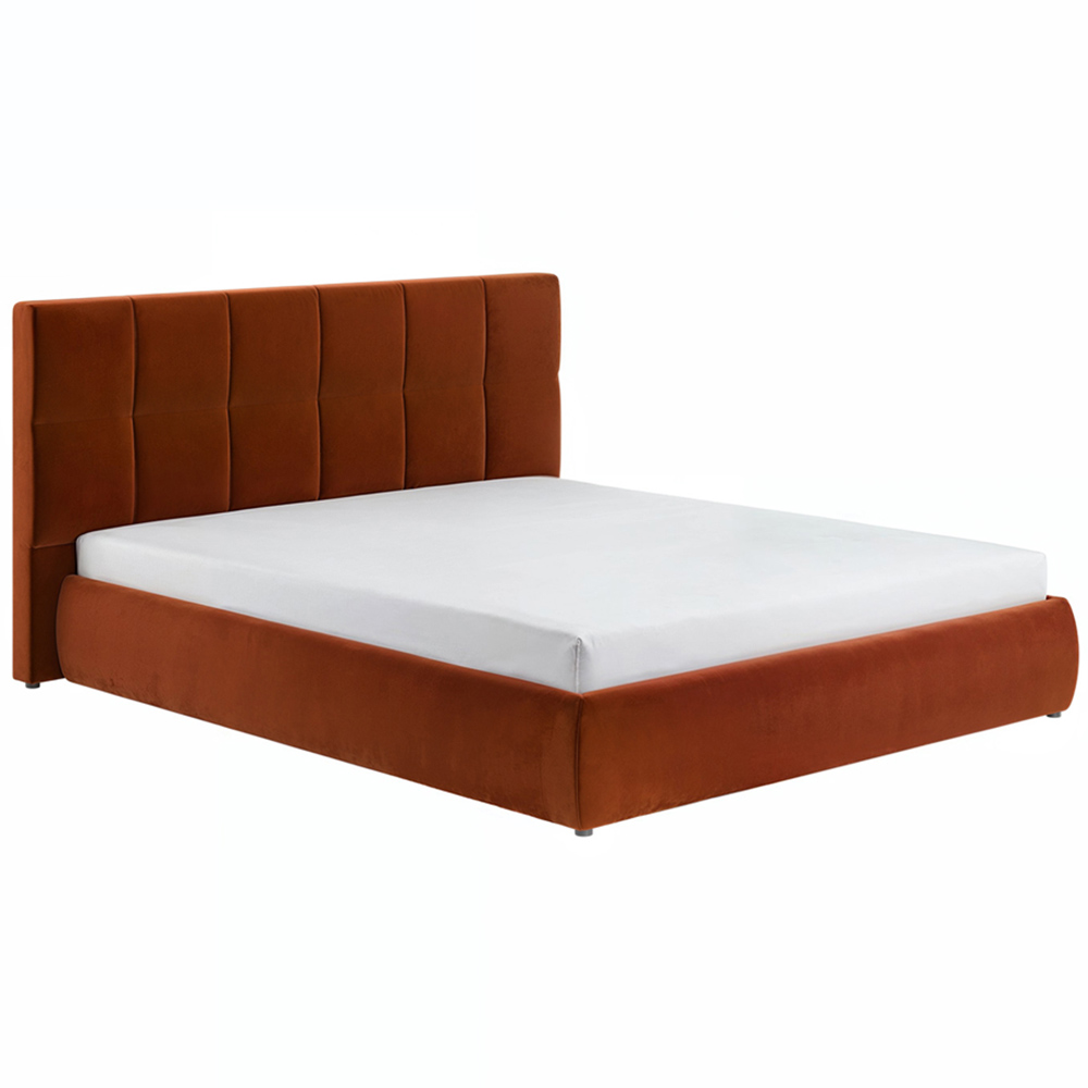 SOLACE+CO Mika King Size Burnt Orange Velvet Ottoman Bed Image 2