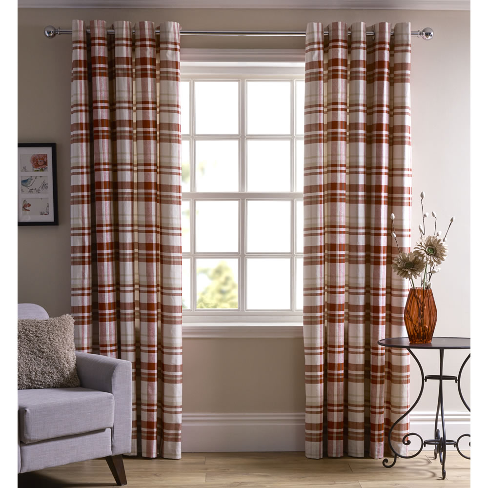 Wilko Red Printed Check Curtains 228 W X 228cm D Wilko