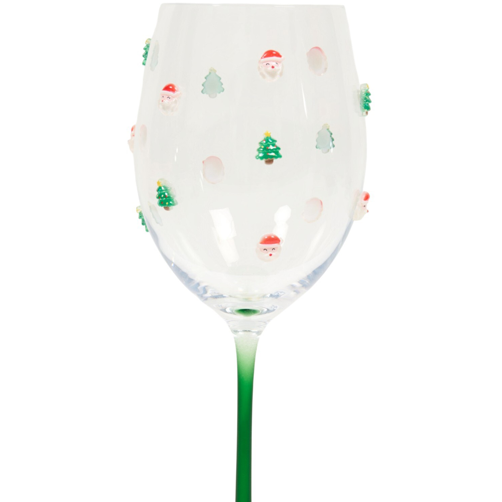 Tree and Santa Icon Wine Glass Image 4