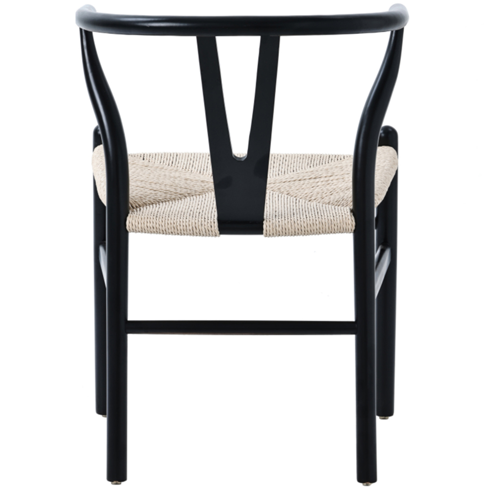 Furniture One Set of 2 Black Rattan Ash Solid Wood Y-Shaped Dining Chair Image 6