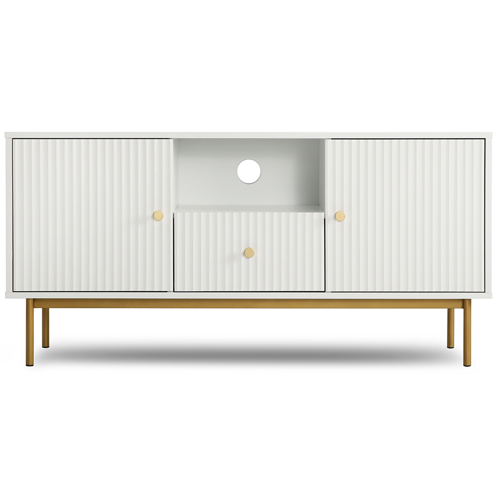 Devon 2 Door Single Drawer White TV Unit Image 2