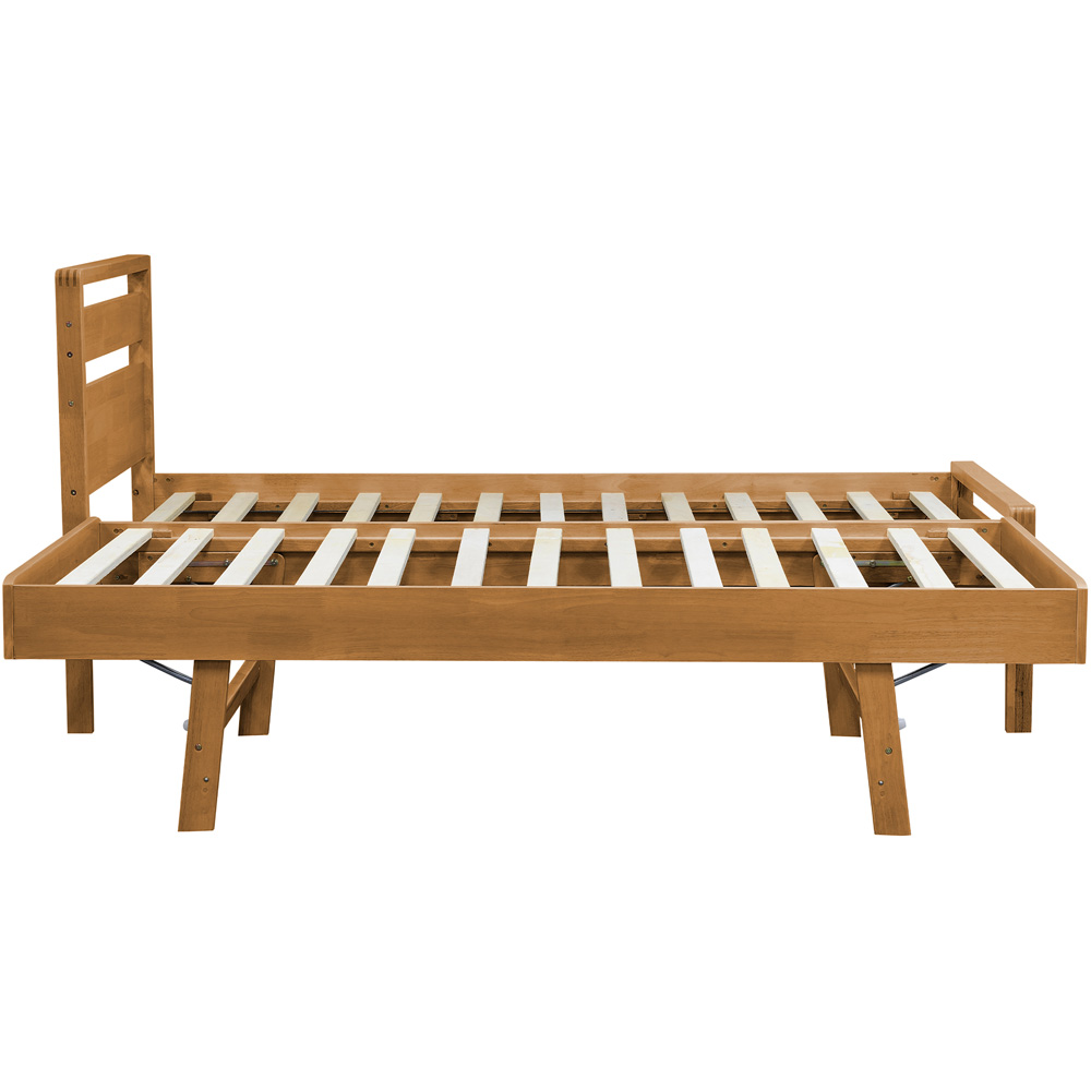 Skandi Single Natural Oak Mid Century Guest Bed and Trundle Image 3