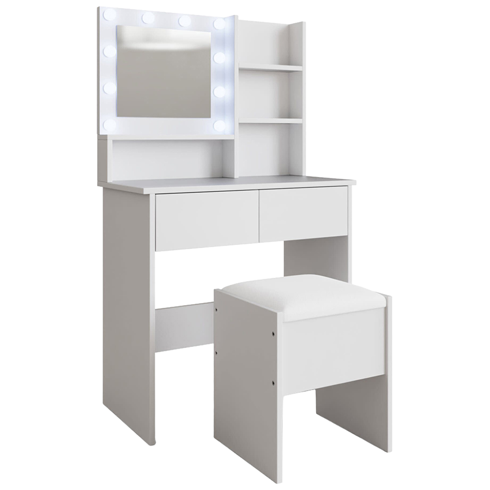 GFW Eva 2 Drawer White Dressing Table Set with LED Mirror Image 2