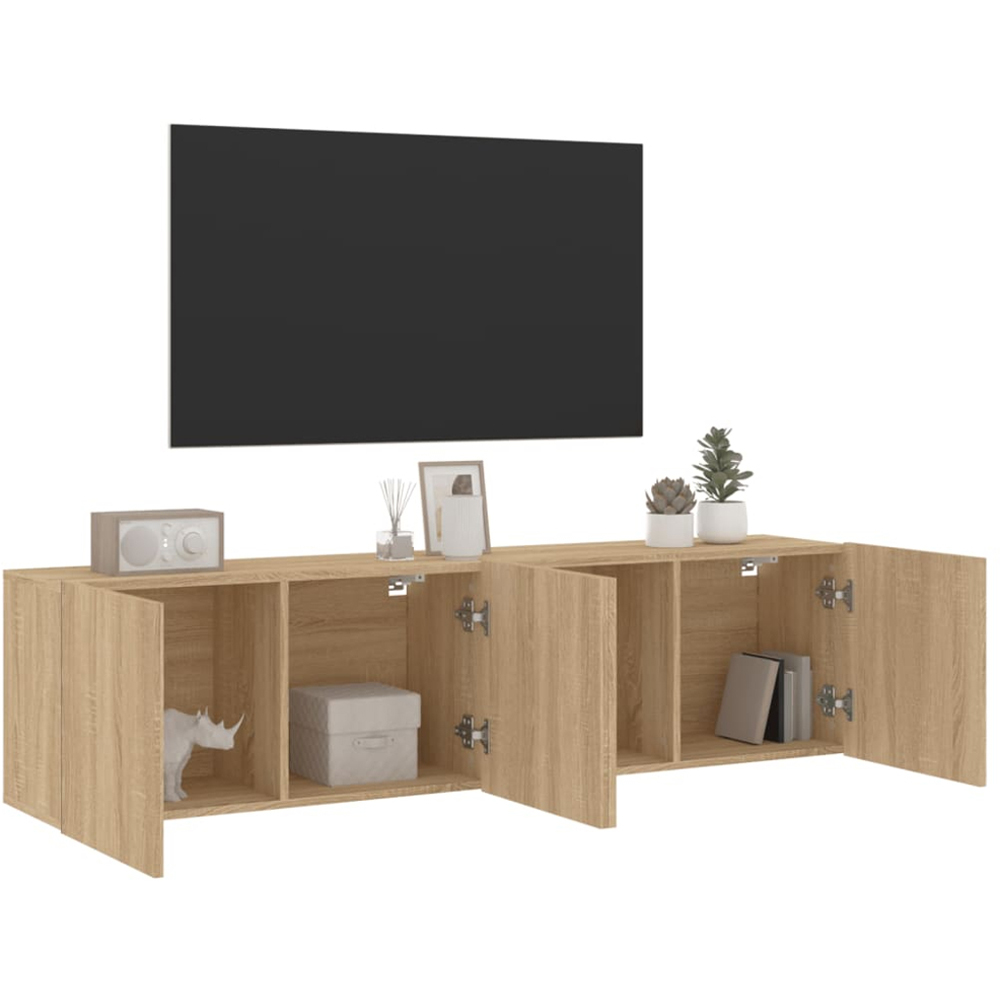 vidaXL 2 Door Sonoma Oak Wall Mounted TV Cabinet Set of 2 Image 5