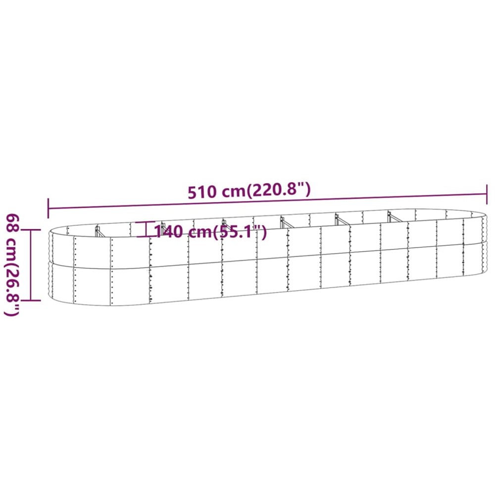 vidaXL Silver Steel Raised Garden Bed 68 x 140 x 510cm Image 5