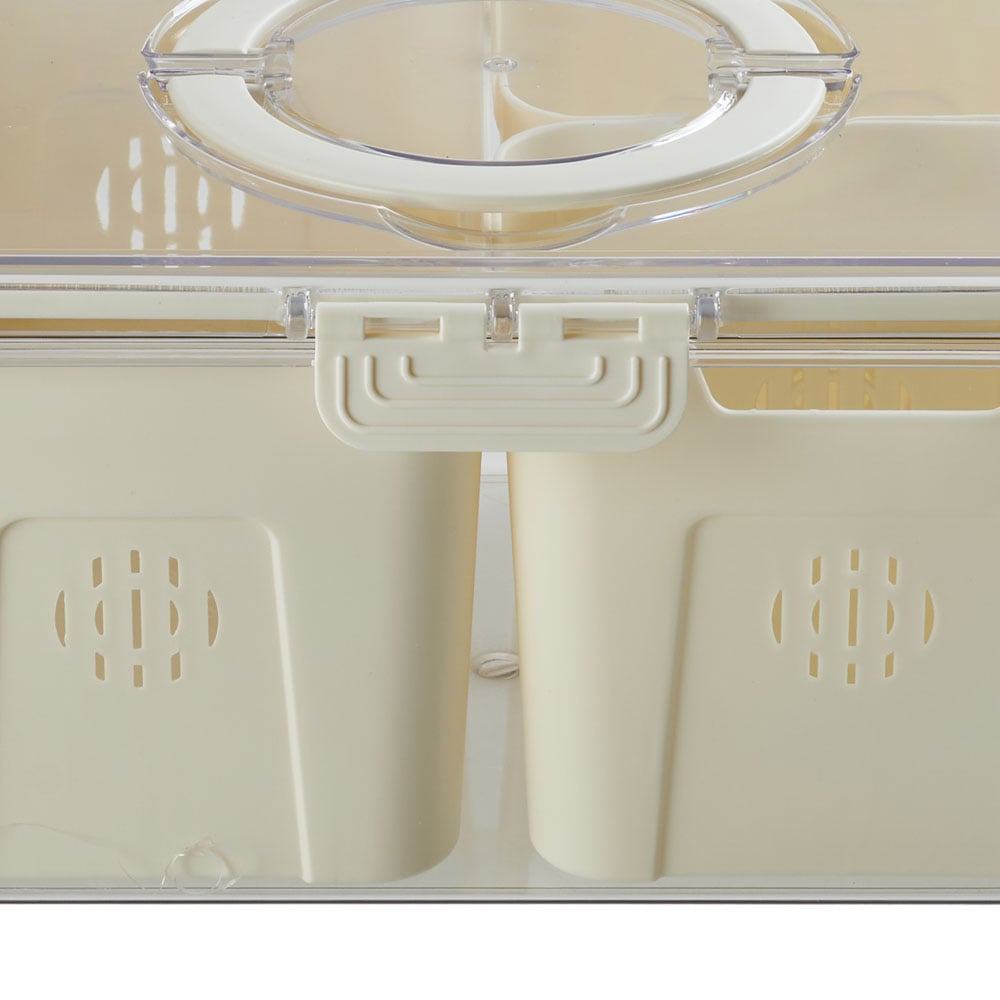 H&O Direct 3 Compartments Fridge Food Storage Container Bin with Handle Image 4