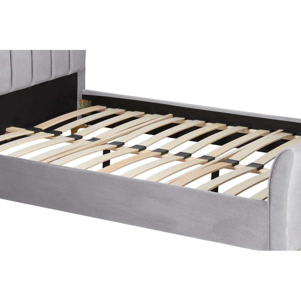 Clover Double Grey Velvet Bed Image 6