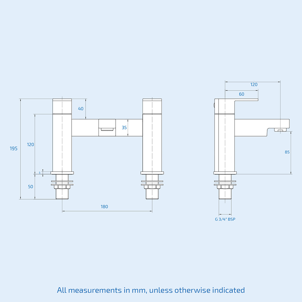 Nes Home Kento Matte Black Square Bath Filler Mixer Tap Image 3