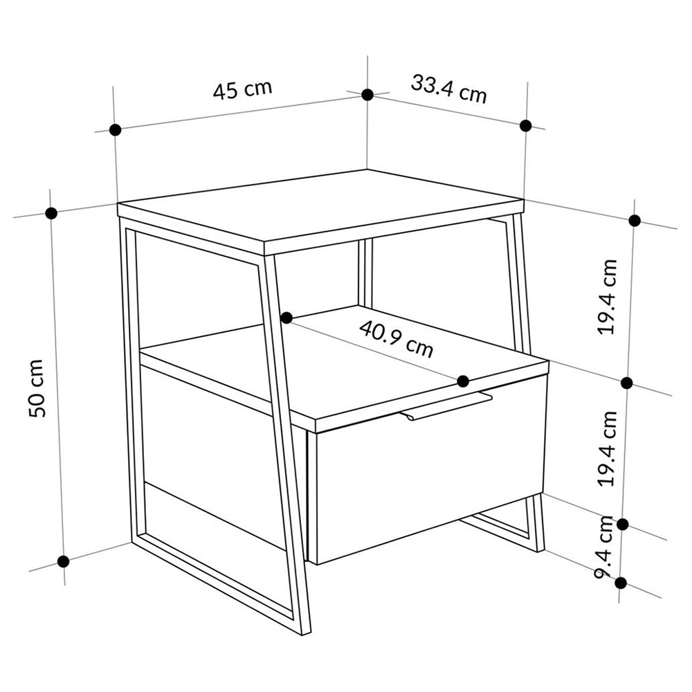 FWStyle Pal Single Door Ash Green Bedside Table Image 7