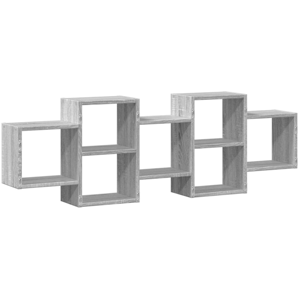 vidaXL 8 Shelf Grey Sonoma Floating Wall Shelf Image 5