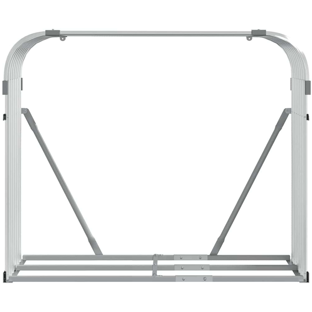 vidaXL Silver Galvanised Steel Firewood Log Holder 100 x 120 x 45cm Image 3