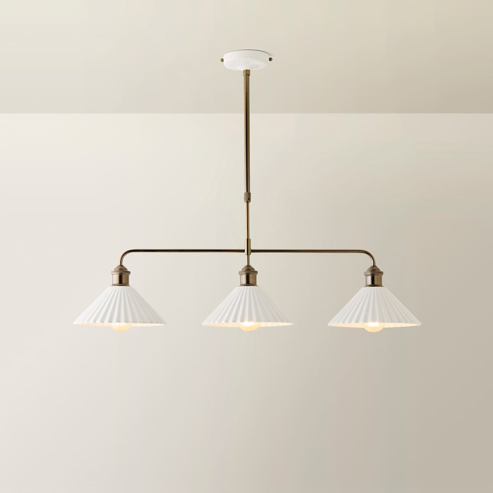 ValueLights Burford White Ceramic Shade 3 Drop Diner Bar LED Ceiling Pendant Light with Bulb Image 4