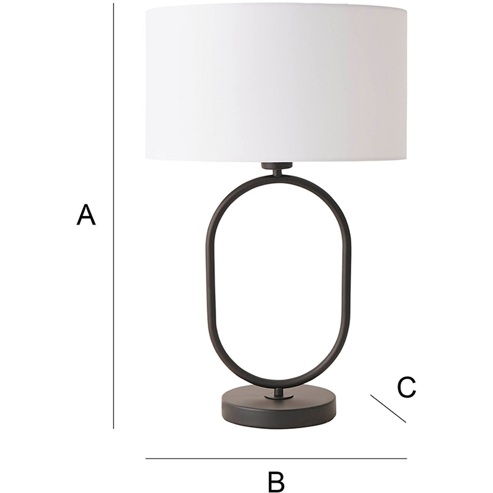 ValueLights Antonia White Fabric Drum Shade Matte Black Oval LED Table Lamp Image 7