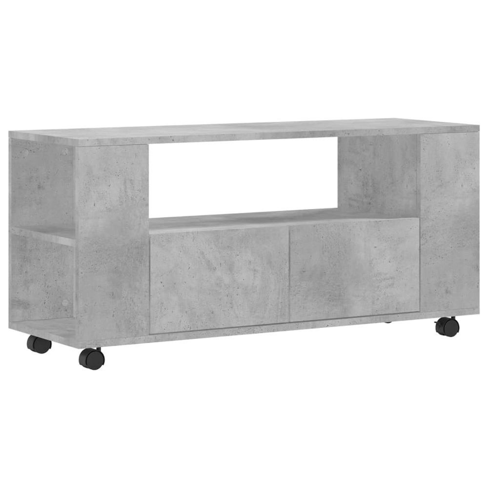 vidaXL 2 Drawer 4 Shelf Grey Sonoma Rolling TV Cabinet Image 2