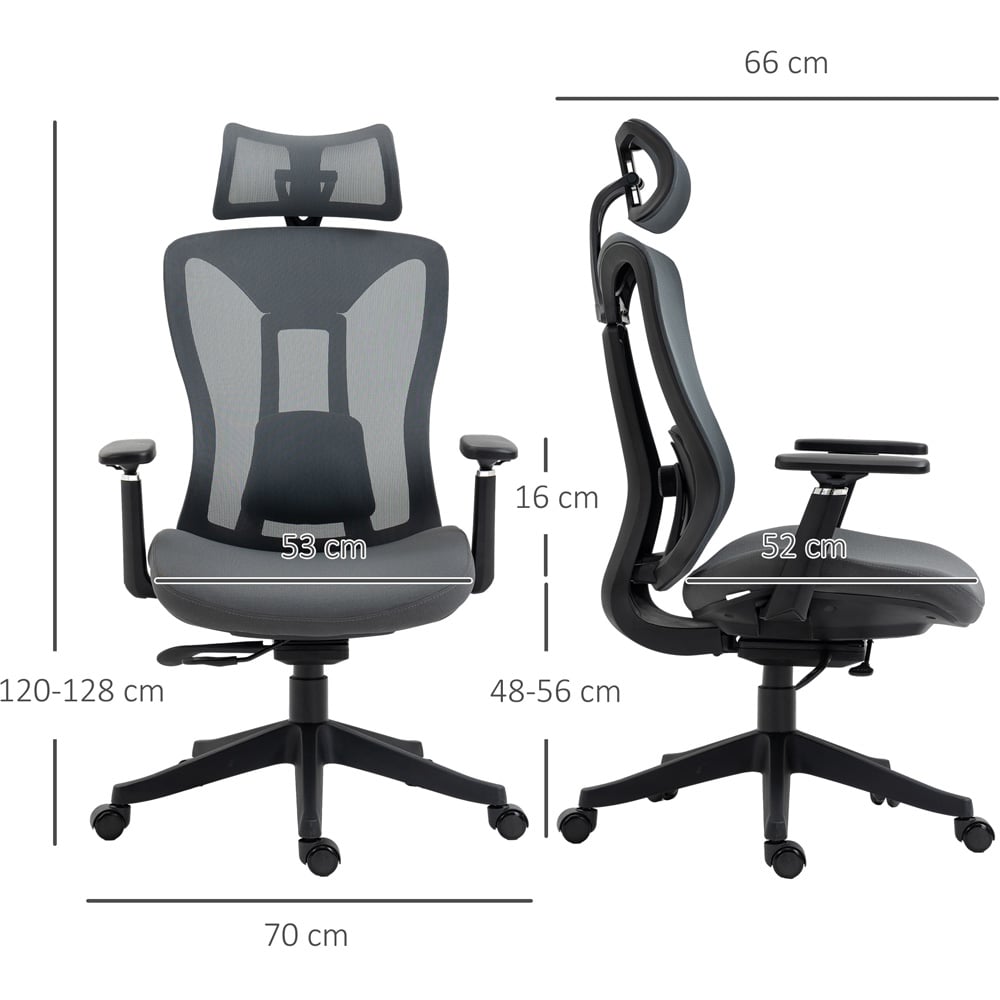 Portland Grey Mesh Swivel Reclining Office Desk Chair Image 8