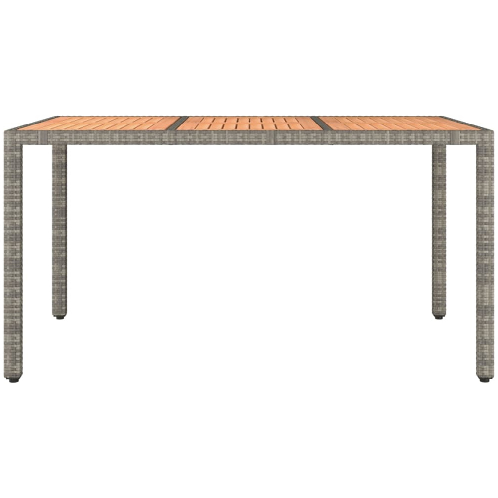 vidaXL 6 Seater Grey Polyrattan and Wooden Tabletop Garden Table Image 3