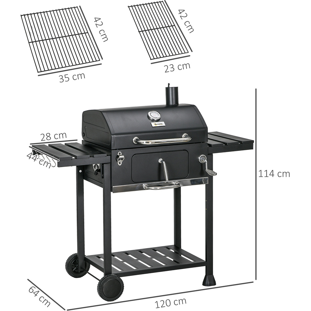 Outsunny Charcoal Barbecue Grill Trolley with Thermometer Image 7