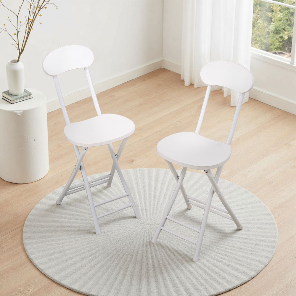 Living and Home Set of 2 White Portable Foldable Dining Chairs Image 8