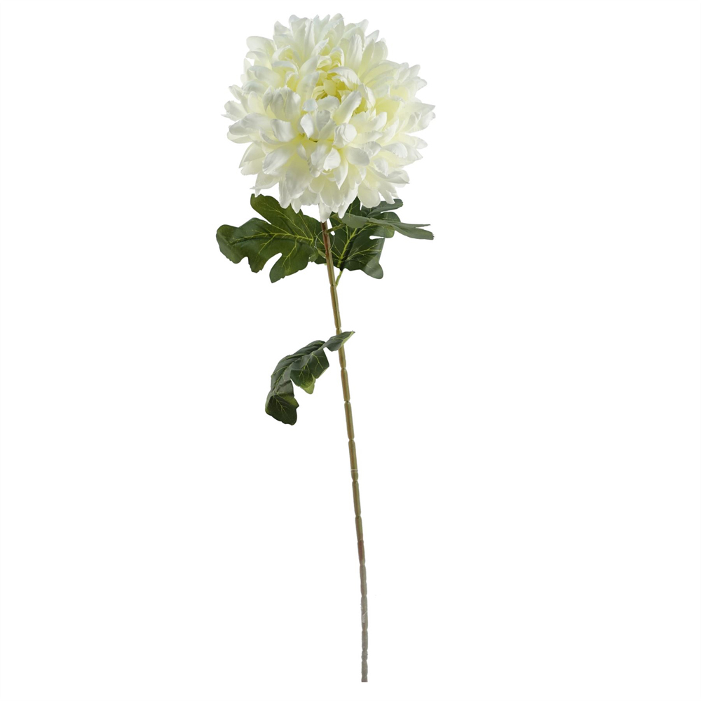 Leaf Chrysanthemums Artificial Flower Bundle with Grey Glass Vase 50cm 9 Pack Image 2