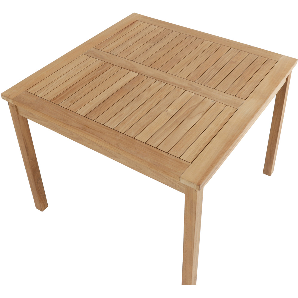 Charles Bentley 4 Seater Teak Wood Square Slatted Garden Dining Table Image 5