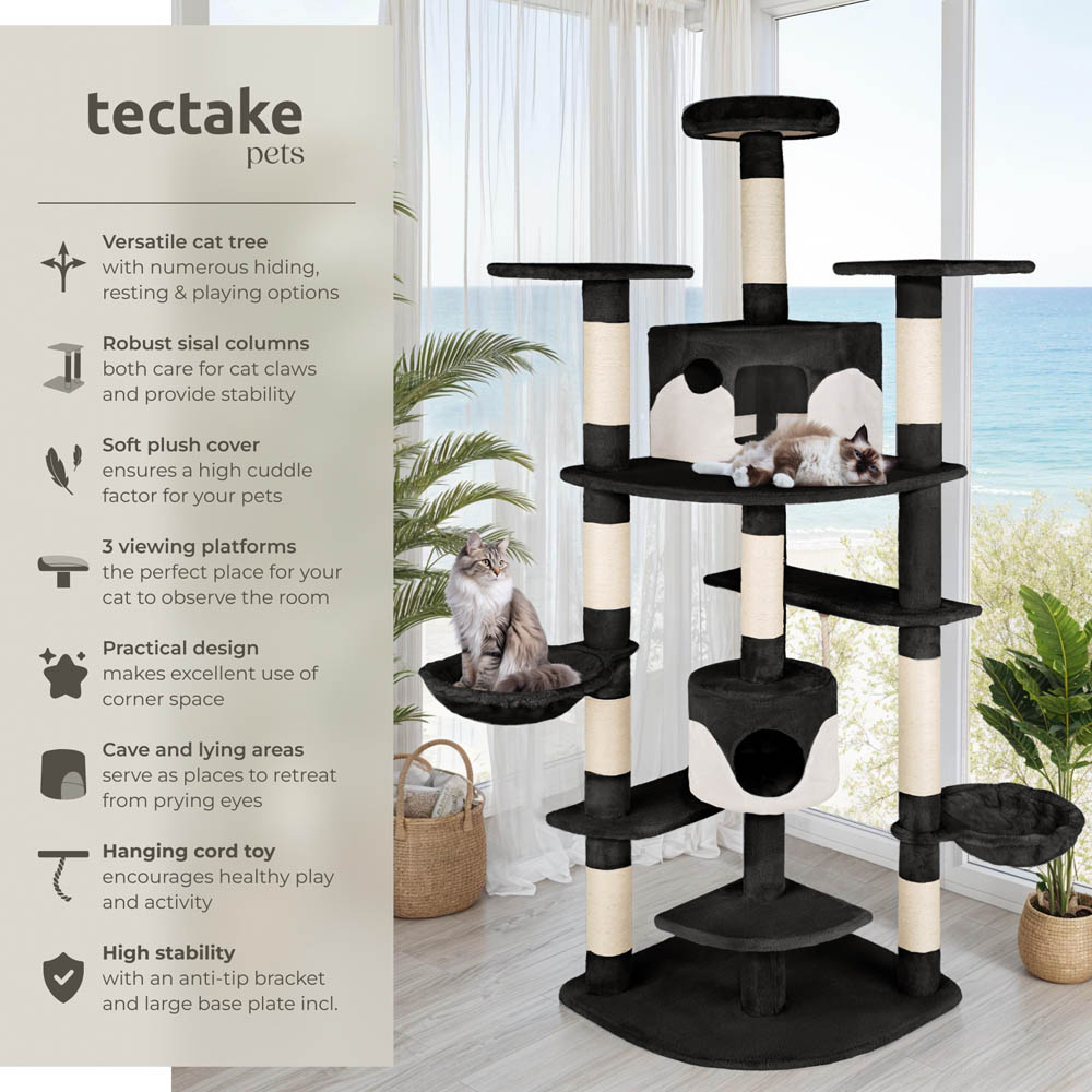 tectake Fippi Black and White Cat Tree with Scratching Post 201cm Image 6