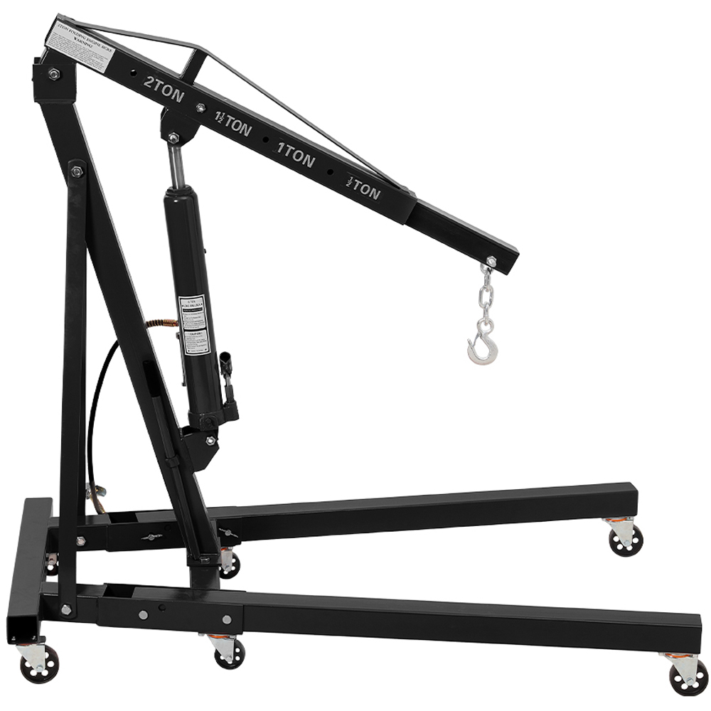 Living and Home Black Adjustable Boom and Wheels Hydraulic and Pneumatic Engine Crane Image 2