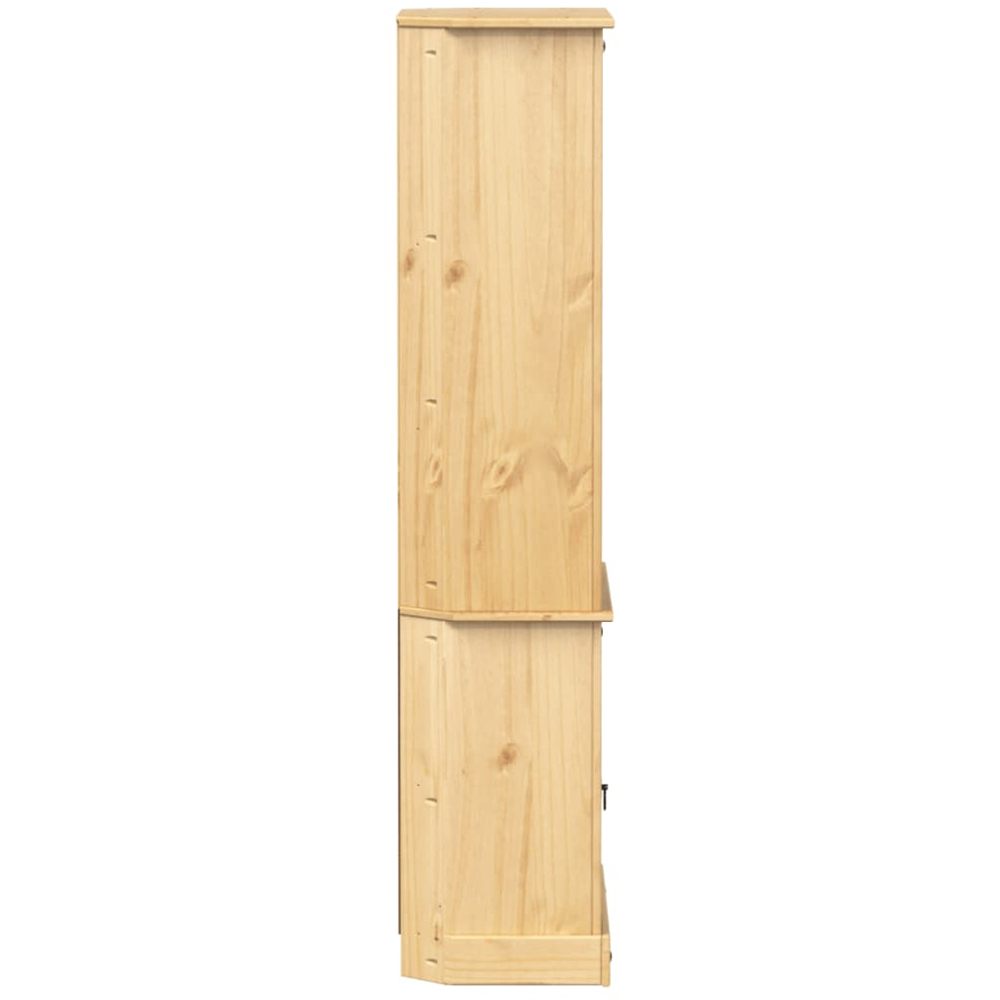 vidaXL Single Door 3 Shelf Honey Wax Solid Pine Wood Highboard Image 5