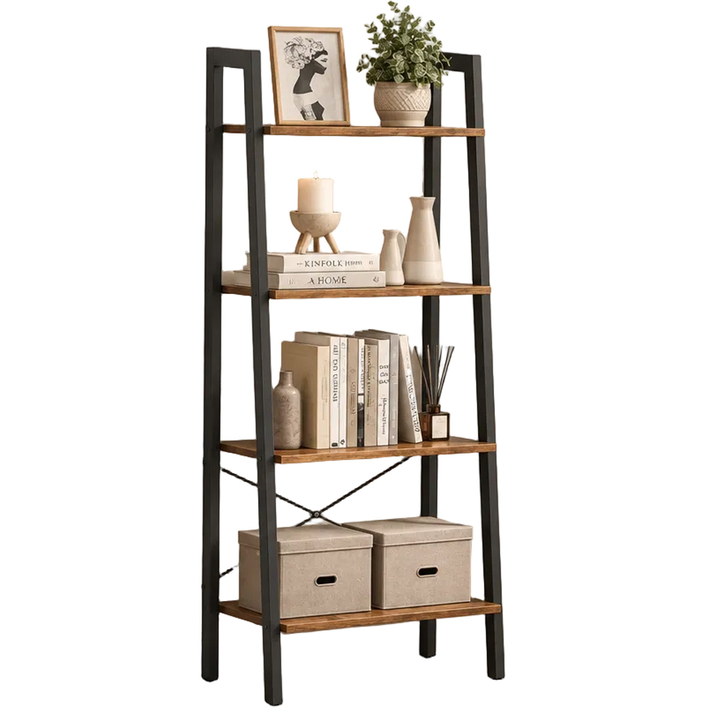 Modcraft 4 Shelf Rustic Ladder Bookshelf Image 2