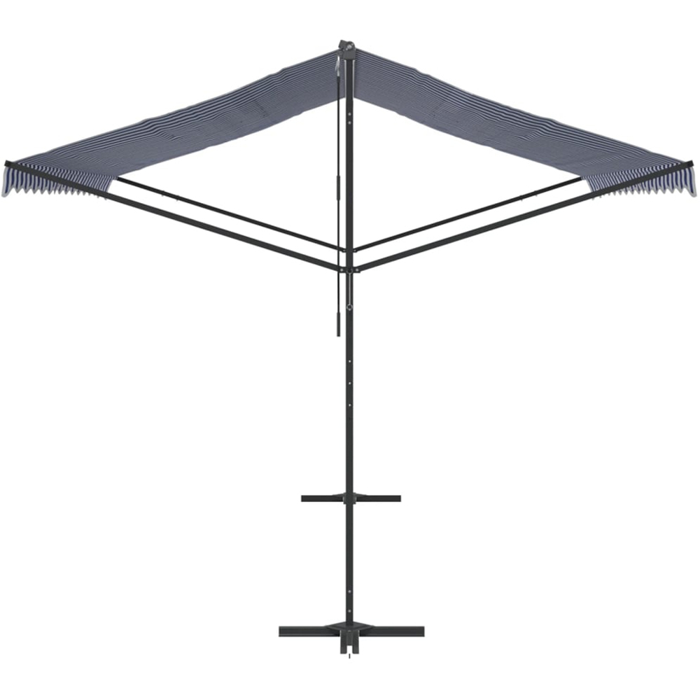 vidaXL Blue and White Retractable Free Standing Awning with Handle Crank 4 x 3m Image 4