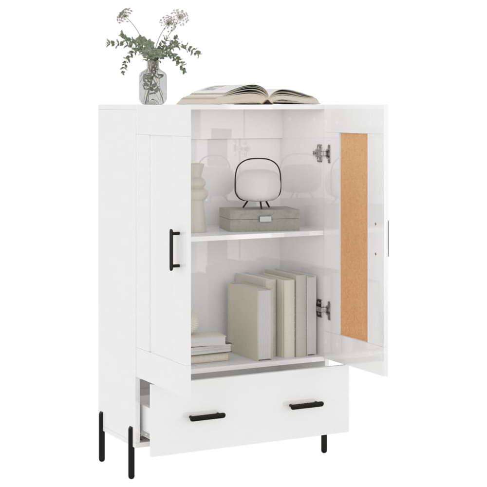 vidaXL 2 Door Single Drawer White Highboard Image 4