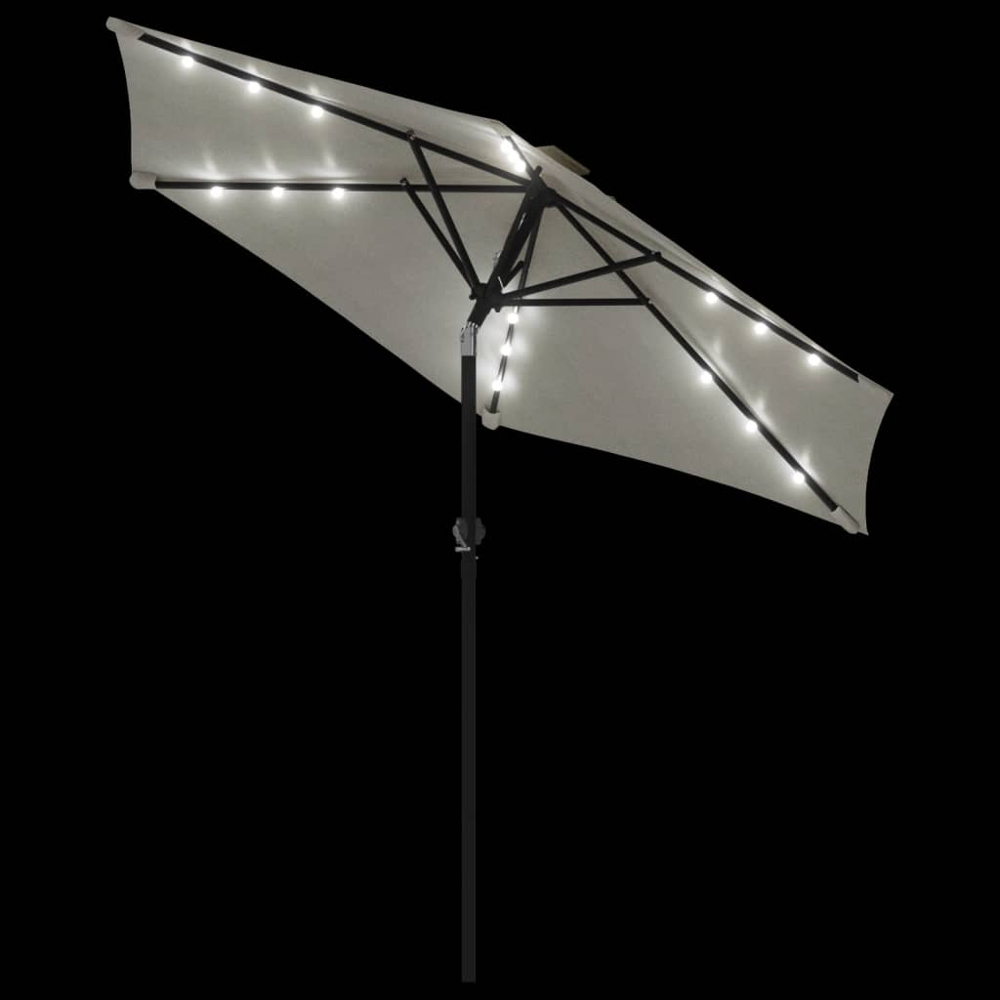 vidaXL White LED Light Garden Parasol with Steel Pole 2.25m Image 8