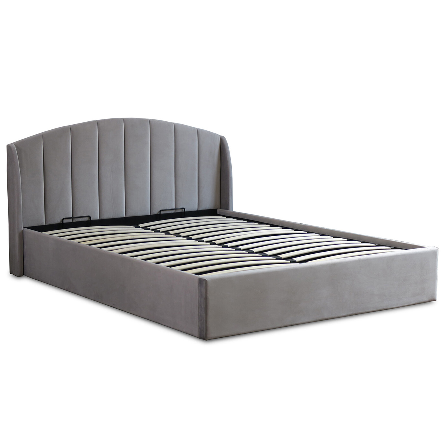 Grace King Size Grey Velvet Touch Ottoman Bed Image 4