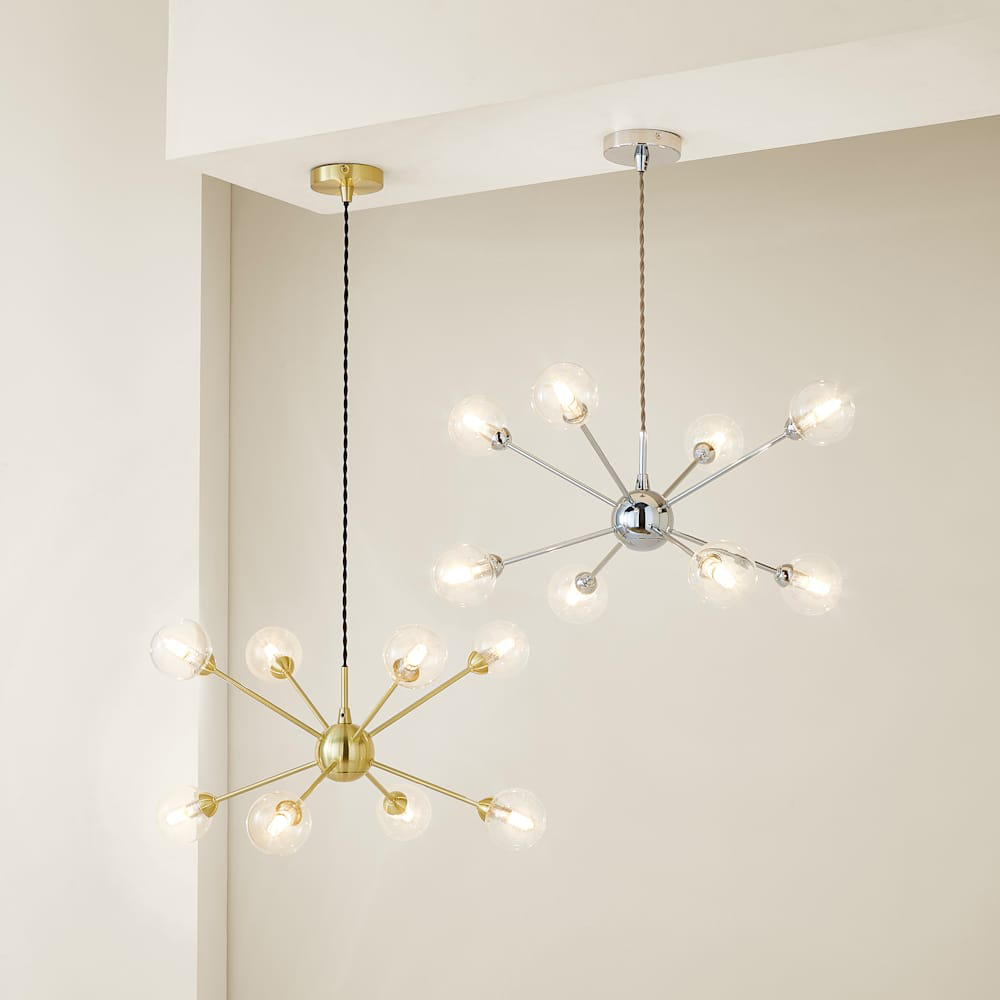 ValueLights Sputnik 8 Way Chrome Glass Globe Pendant Ceiling Light and Bulbs Image 7