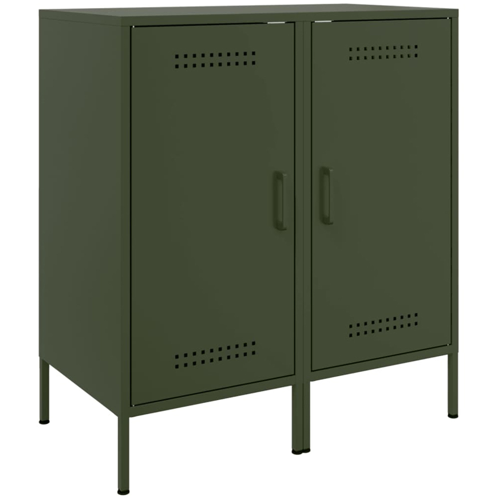vidaXL Single Door Olive Green Metal Sideboard Set of 2 Image 2