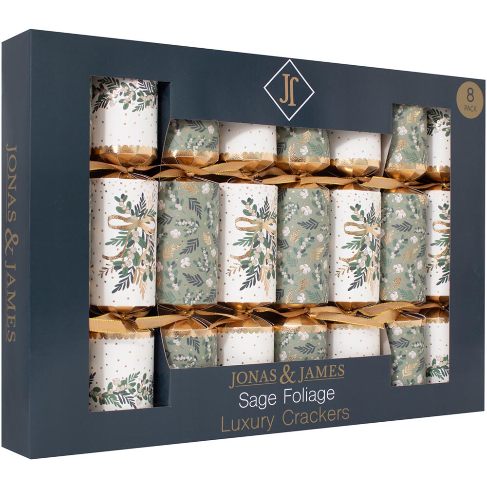 Pack of 8 Foliage Deluxe Crackers - Sage Image 3