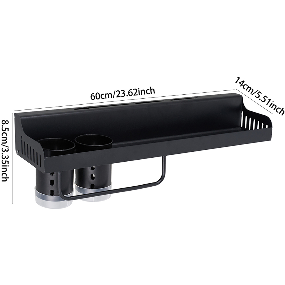Living and Home Black Wall-Mounted Multi-functional Kitchen Utensil Storage Rack Image 8
