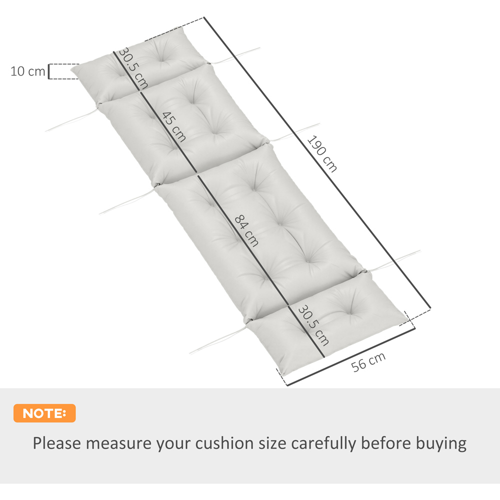 Outsunny Light Grey Sun Lounger Cushion 190 x 56cm Image 7