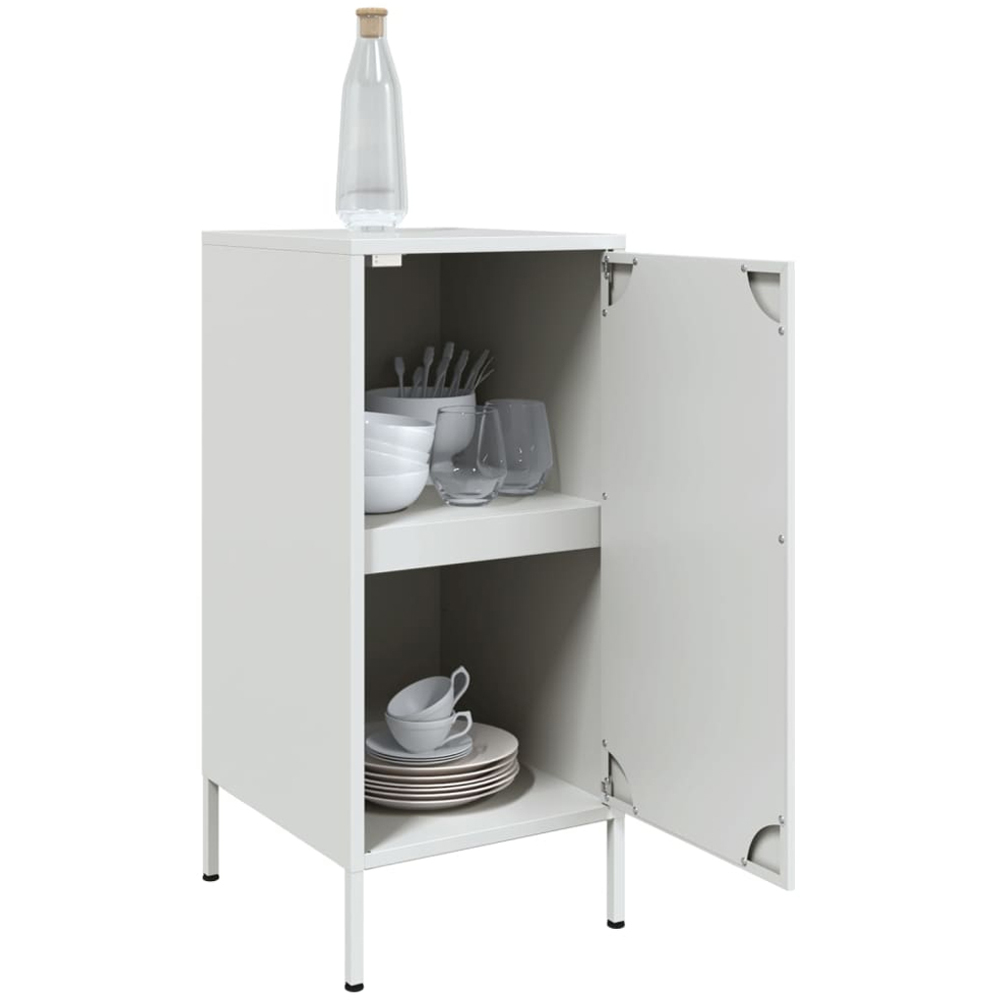 vidaXL Single Door Steel White Sideboard Set of 2 Image 4
