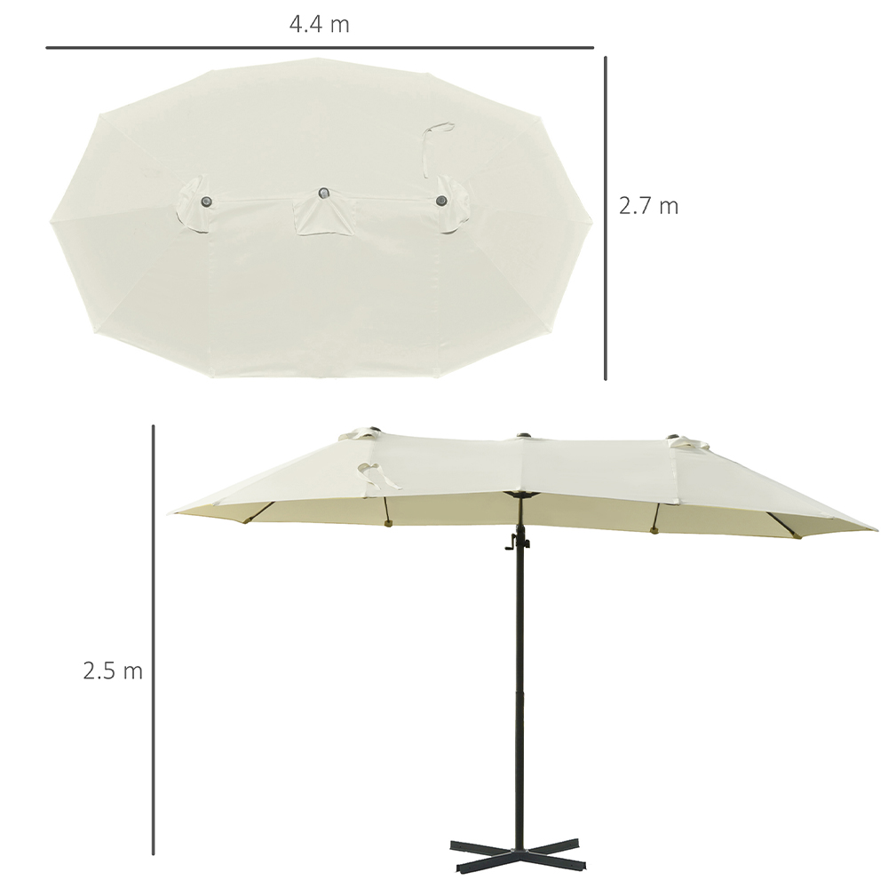 Outsunny Beige Double Overhanging Parasol 4.4m Image 5